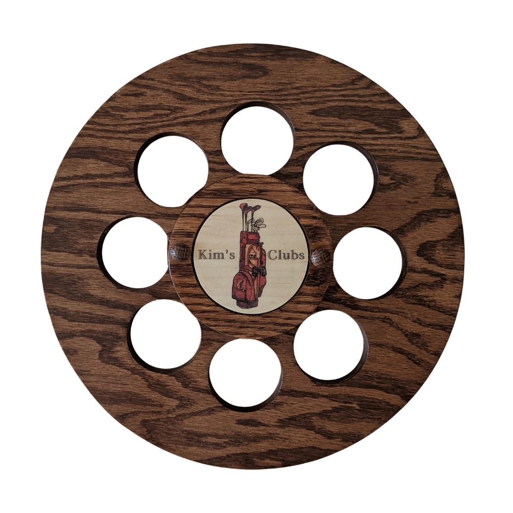 Personalized 8-Club Rotating Golf Rack – Premium Oak