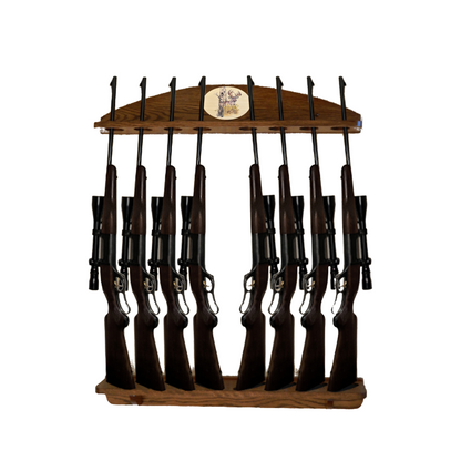 8-Gun Custom Solid Oak Wall-Mounted Gun Rack - Personalized Display