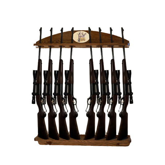 8-Gun Custom Solid Oak Wall-Mounted Gun Rack - Personalized Display