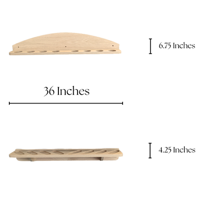 8-Gun Unfinished Solid Oak Wall Display Rack for Rifles and Shotguns