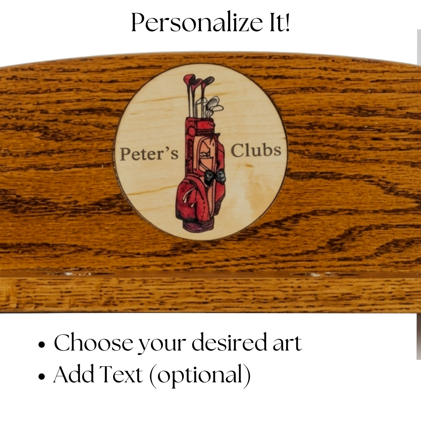 4-Club Personalized Golf Rack — Wall-Mounted
