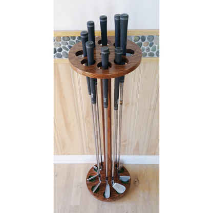 8-Club Oak Rotating Golf Floor Display Rack