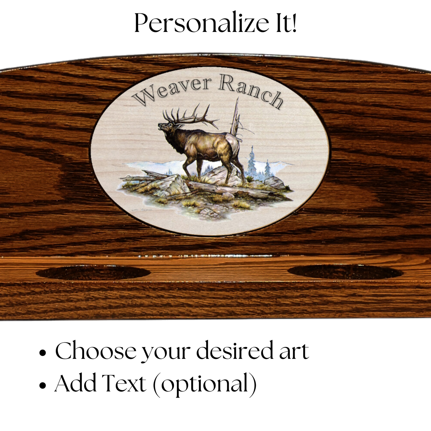 Custom Solid Oak 2-Gun Wall-Mounted Rack - Personalized Vertical Display