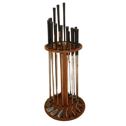 Personalized 16-Club Rotating Golf Rack – Premium Oak