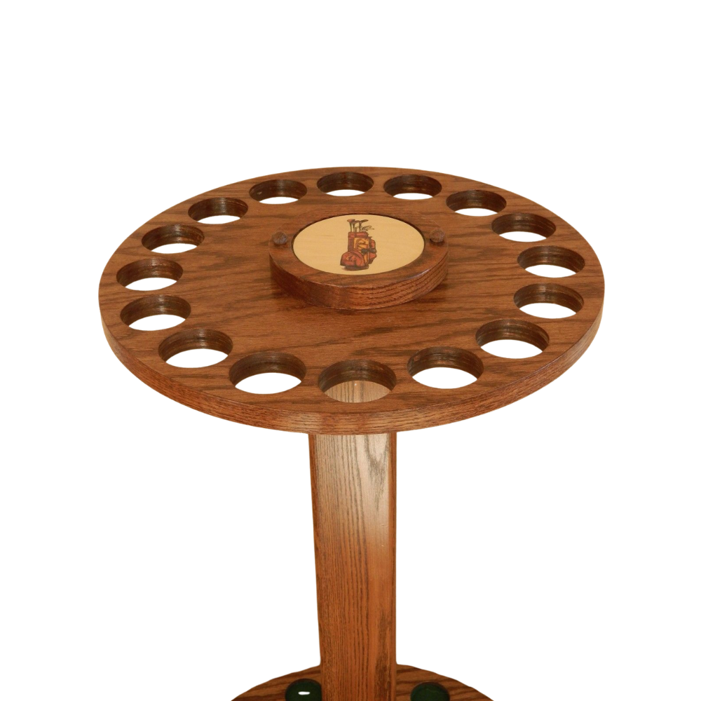 Personalized 16-Club Rotating Golf Rack – Premium Oak