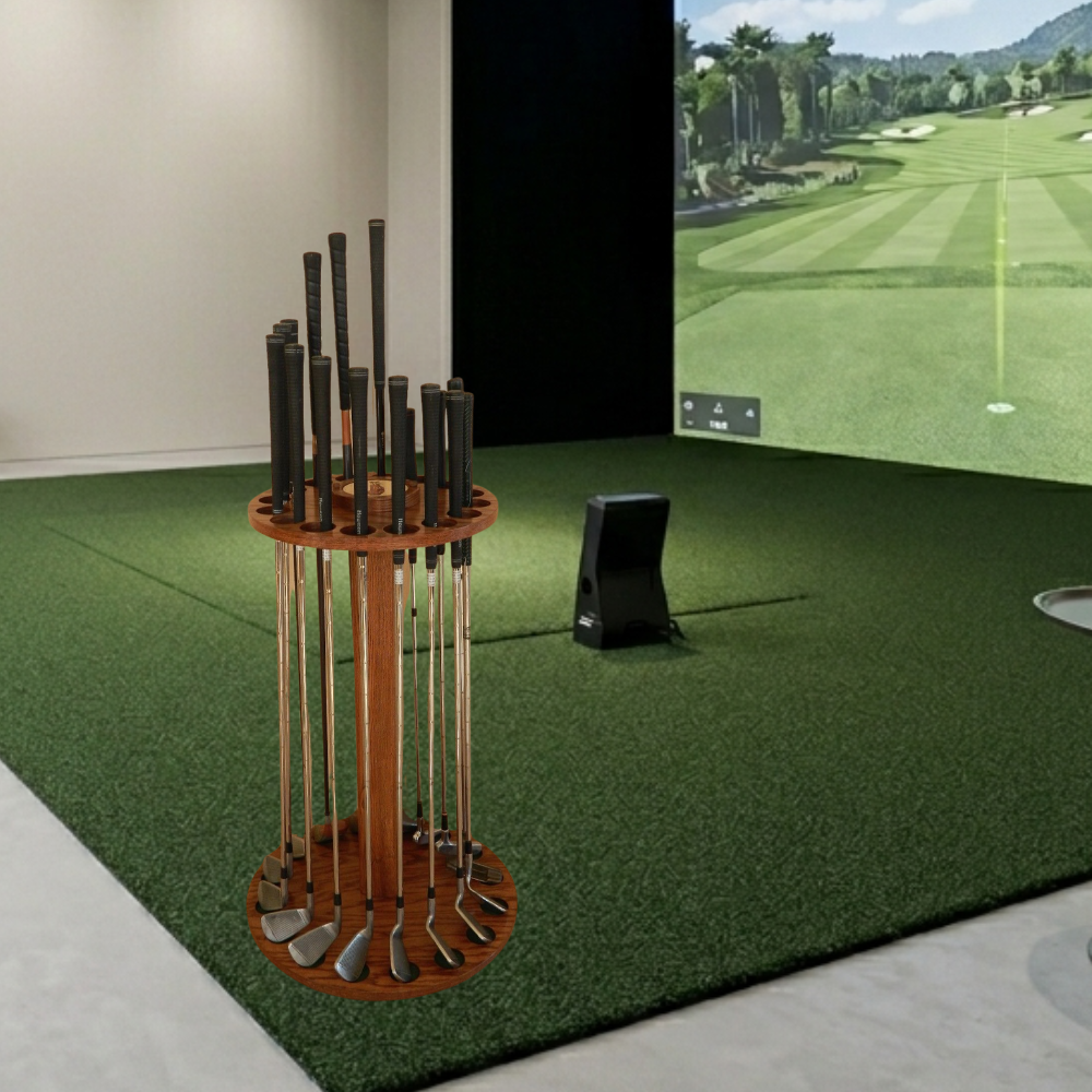 Personalized 16-Club Rotating Golf Rack – Premium Oak