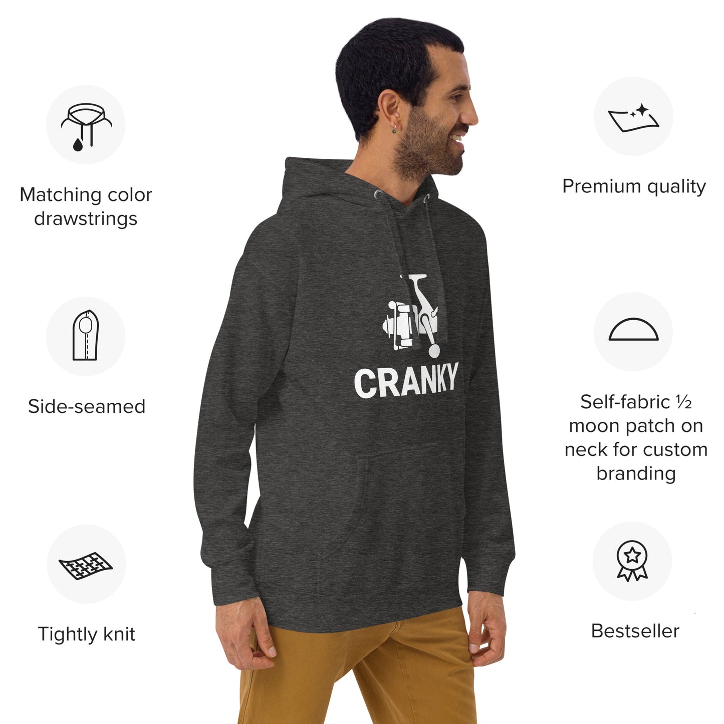 "CRANKY" Fishing Reel Hoodie – Soft and Stylish for Anglers