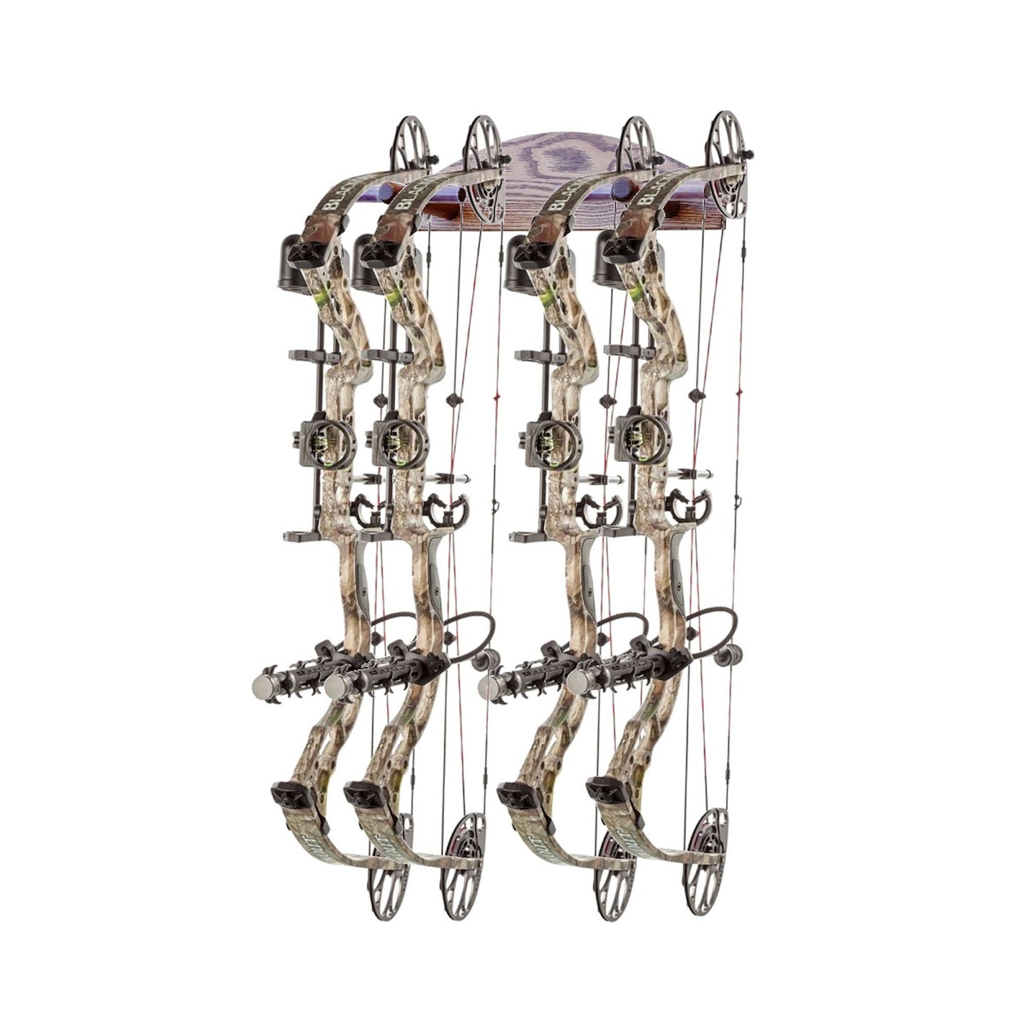 Compound Bow Recurve 4-place Solid Oak Wall Display Rack