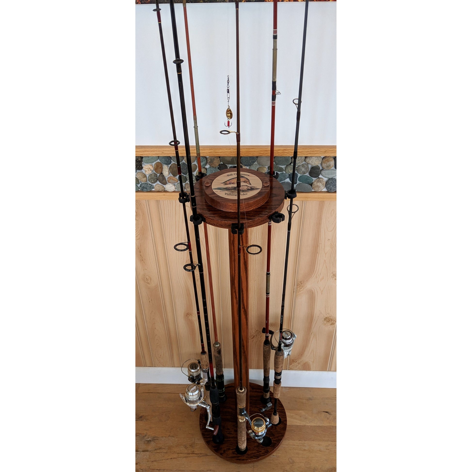 Custom 8-Pole Oak Fishing Rod Rack Custom 8-Pole Oak Fishing Rod Rack
